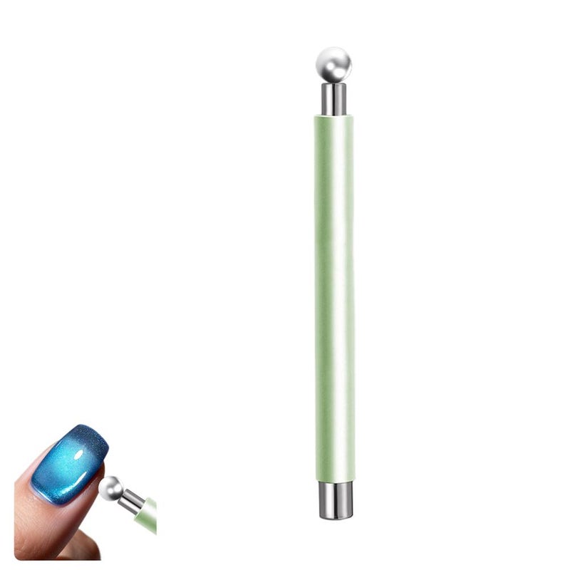 Double-ended magnetic nail wand with powerful cat-eye magnet and steel ball to attract wide-angle glass cat-eye beads.